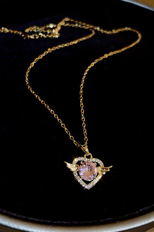 18K Gold Plated Rhinestone Heart Pendant Necklace