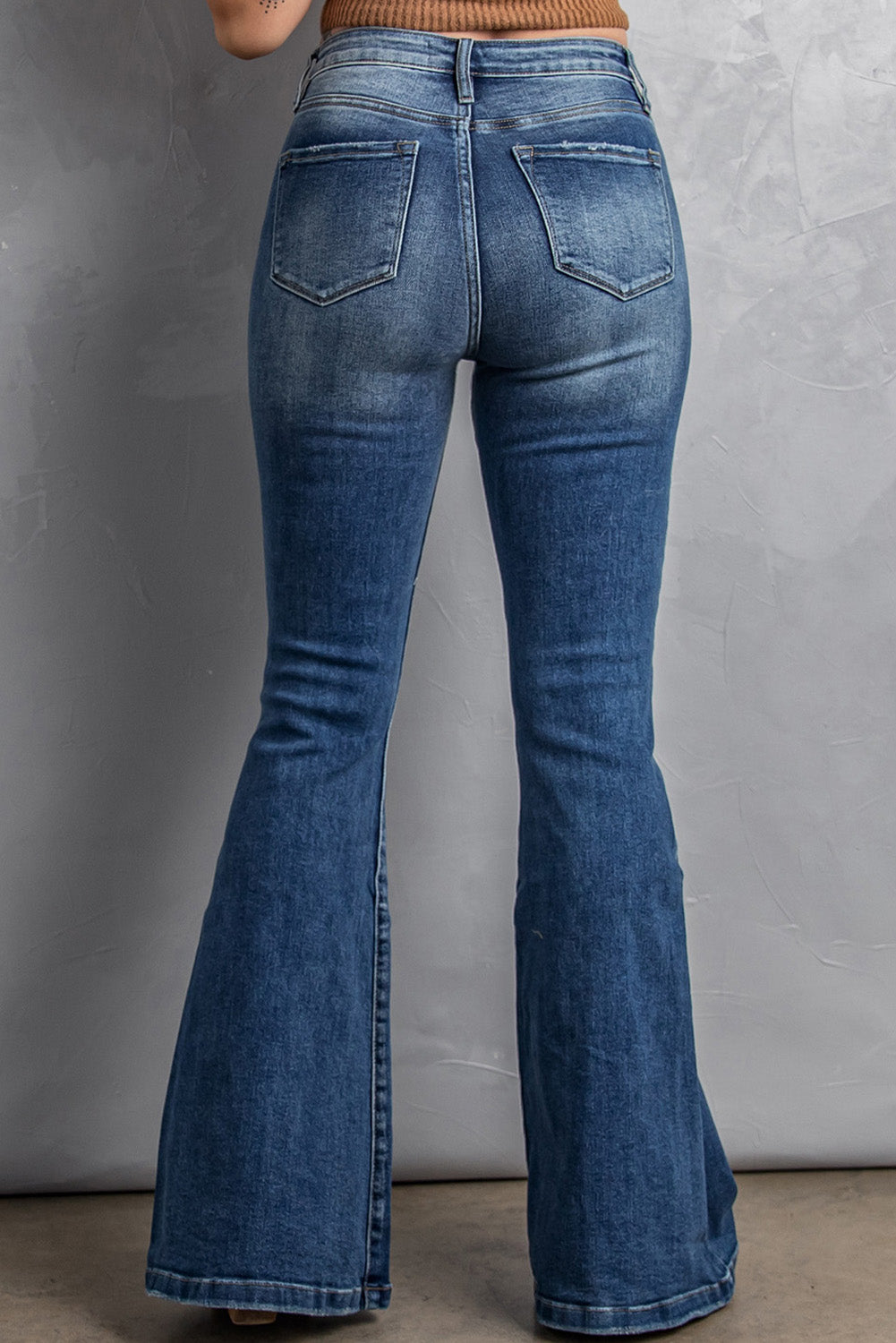 High Waist Flare Jeans with Pockets