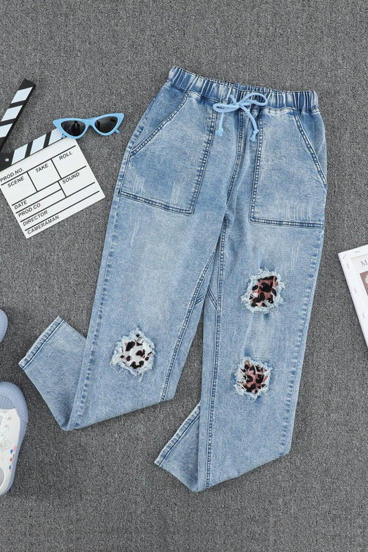 Patches Cotton Pocketed Denim Jeans