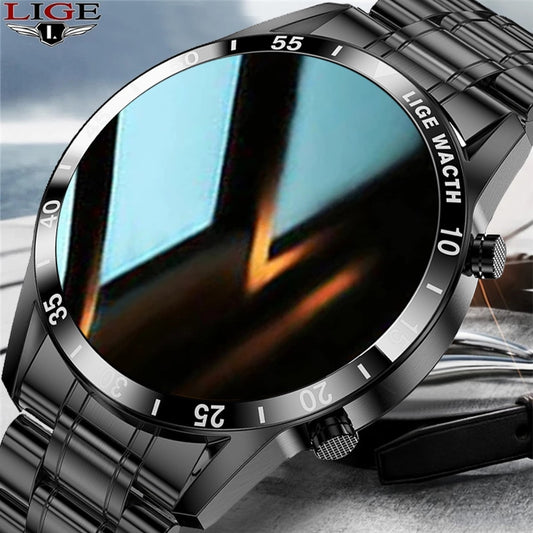 LIGE New Stainless Steel Digital Watch Men Sport Watches Electronic LED Male Wrist Watch For Men Clock Waterproof Bluetooth Hour