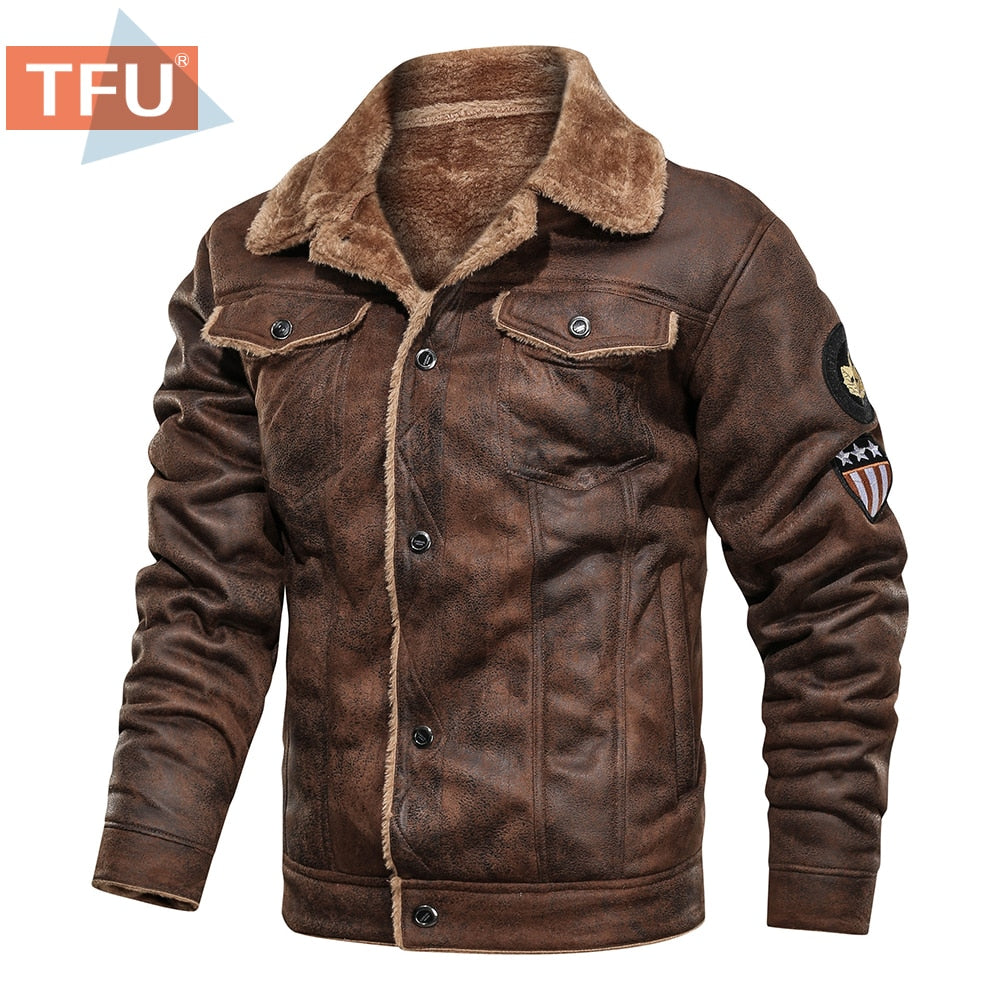 Men 2022 Spring Thick Warm Fleece Leather Jacket Coat Men Autumn Outwear Casual Military Bomber Motor Biker Leather Jackets Men