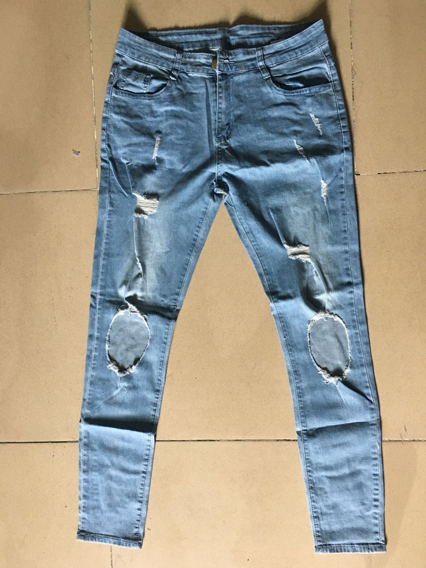 Fashion Streetwear Men&#39;s Jeans Vintage Blue Gray Color Skinny Destroyed Ripped Jeans Broken Punk Pants Homme Hip Hop Jeans Men