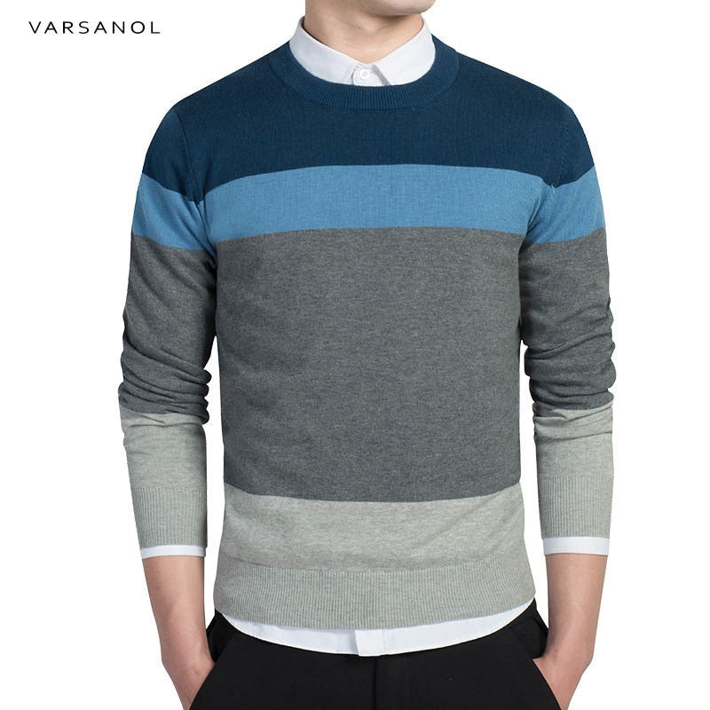 Varsanol Cotton Sweater Men Long Sleeve Pullovers Outwear Man V-Neck sweaters Tops Loose Solid Fit Knitting Clothing 8Colors New