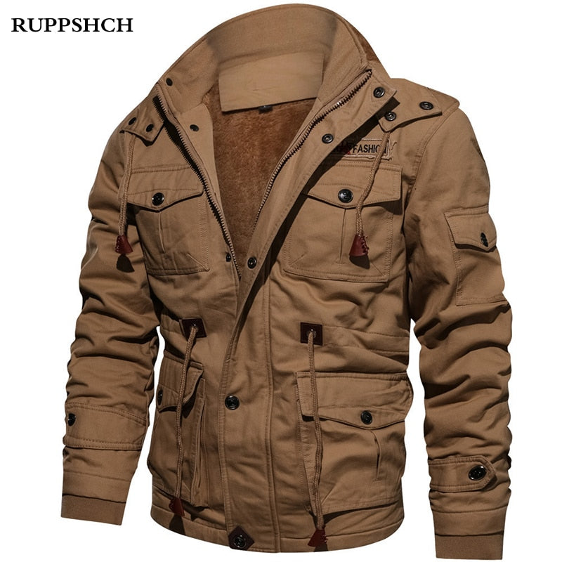 2021 Autumn Winter New Men Fleece Tough Guy Masculine Jacket Coats Men Casual Thickened Hooded Outdoor Military Jackets Men Top