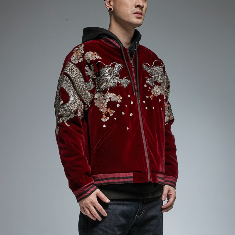 2022 spring and Autumn New Chinese Style Embroidered dragon jacket Japanese ukiyo tide brand men's personalized casual jacket