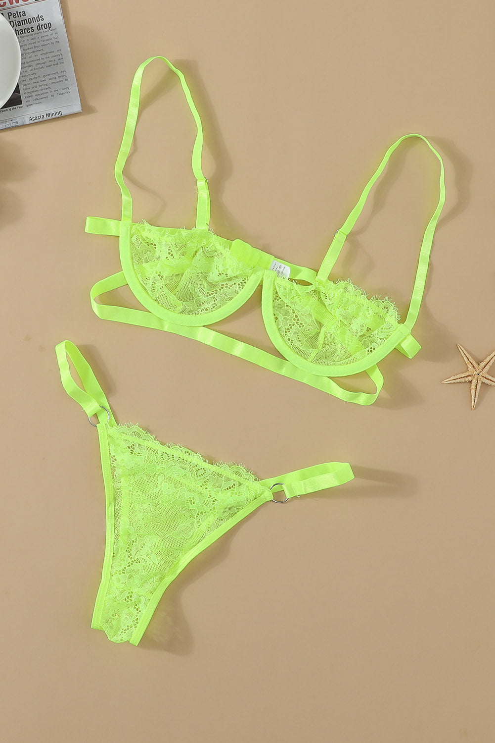 Green Lace Balconette Bralette Lingerie Set