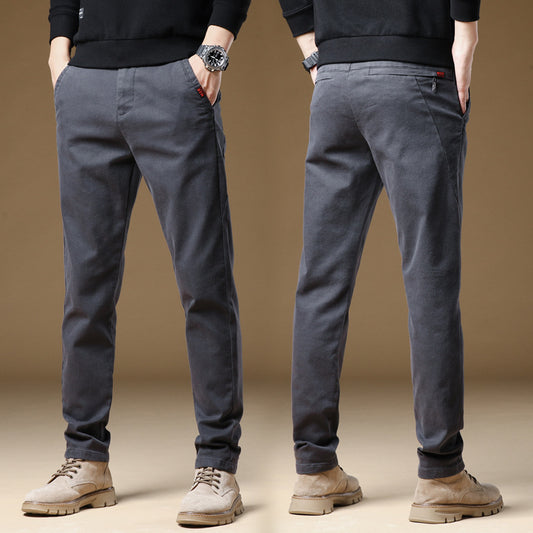 Autumn Casual Pants Mens Fashion Slim Gray Black Trousers 38