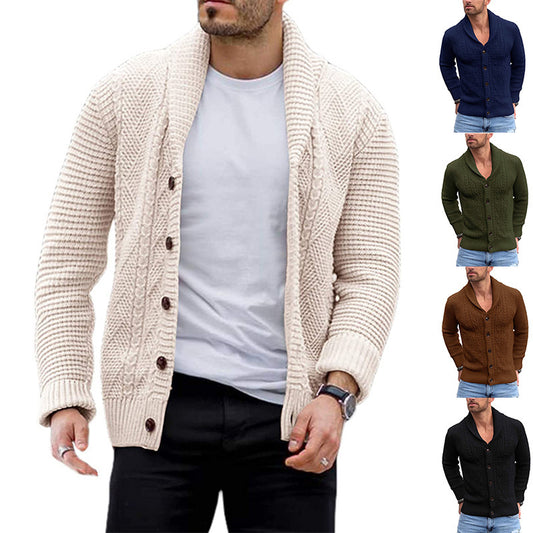 Fall Winter Men Cardigan Single-Breasted European and American Large Sweater