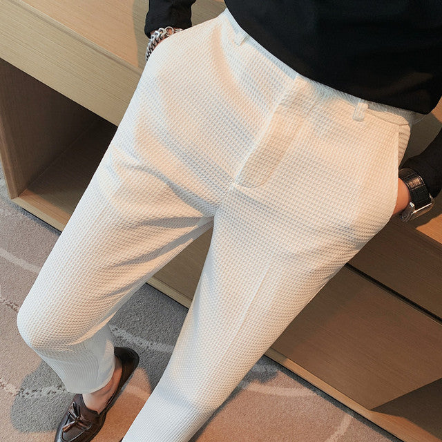 Autumn Winter Pant Alone Hombre Fashion Waffle Business Suit Pants