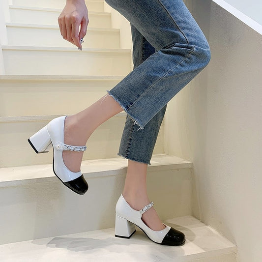 Office Lady Elegant Shoes Women Thick Casual Lady Woman