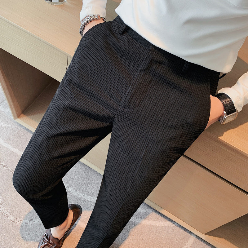 Autumn Winter Pant Alone Hombre Fashion Waffle Business Suit Pants