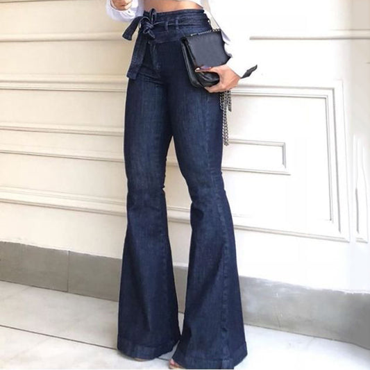 Lace-up Flared Pants Wide Leg Pants Jeans Bell-Bottom Pants Wide Leg Pants Jeans