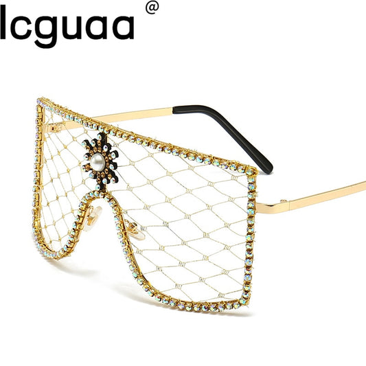 Luxury Diamonds Steampunk Sun Glasses Women Men Oversized Rhinestone Spectacles DIY Trends Personality Eyewear De Sol Oculos