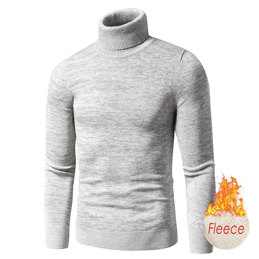 TFU Men 2021 Autumn New Casual  Mixed Color Cotton Fleece Turtleneck Sweater Pullovers Men Winter Fashion Warm Thick Sweater Men