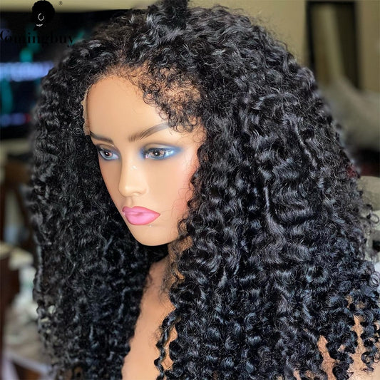 Kinky Curly Full Lace Human Hair Wigs With Natural Curly Baby Hair For Black Women Brazilian Remy Hairline Lace Front Wig Vrigin