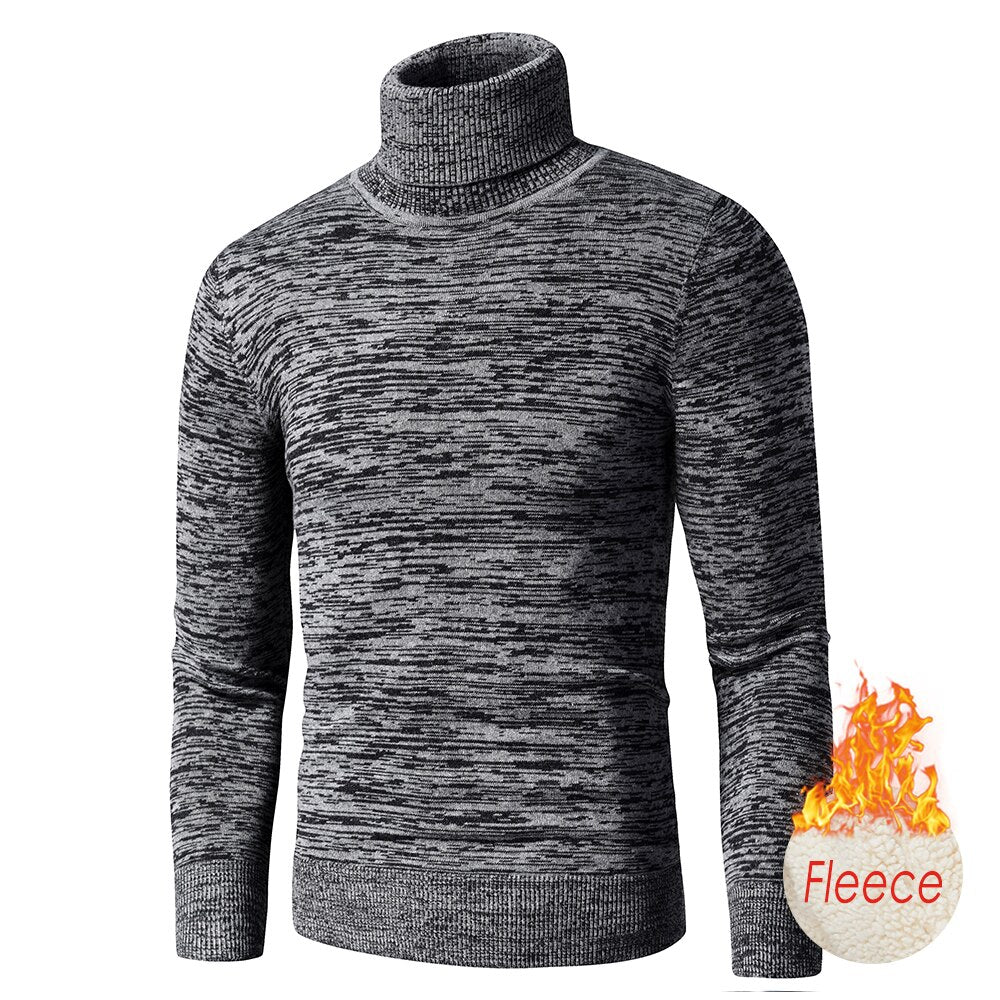 TFU Men 2021 Autumn New Casual  Mixed Color Cotton Fleece Turtleneck Sweater Pullovers Men Winter Fashion Warm Thick Sweater Men