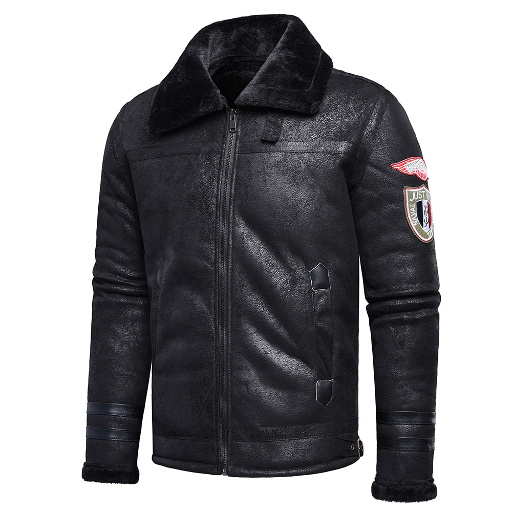 Men 2022 Spring Thick Warm Fleece Leather Jacket Coat Men Autumn Outwear Casual Military Bomber Motor Biker Leather Jackets Men